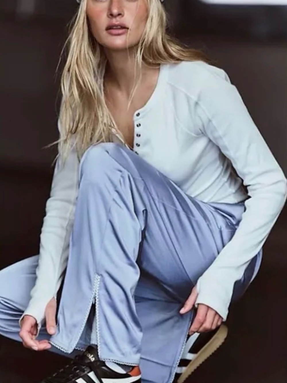 Free People Movement Roll With It Pants Steel Blue/Grey Sz Small Track Pants NWT